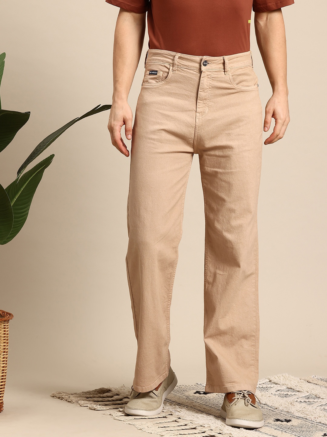 

Mast & Harbour Men Wide Leg Jeans, Beige