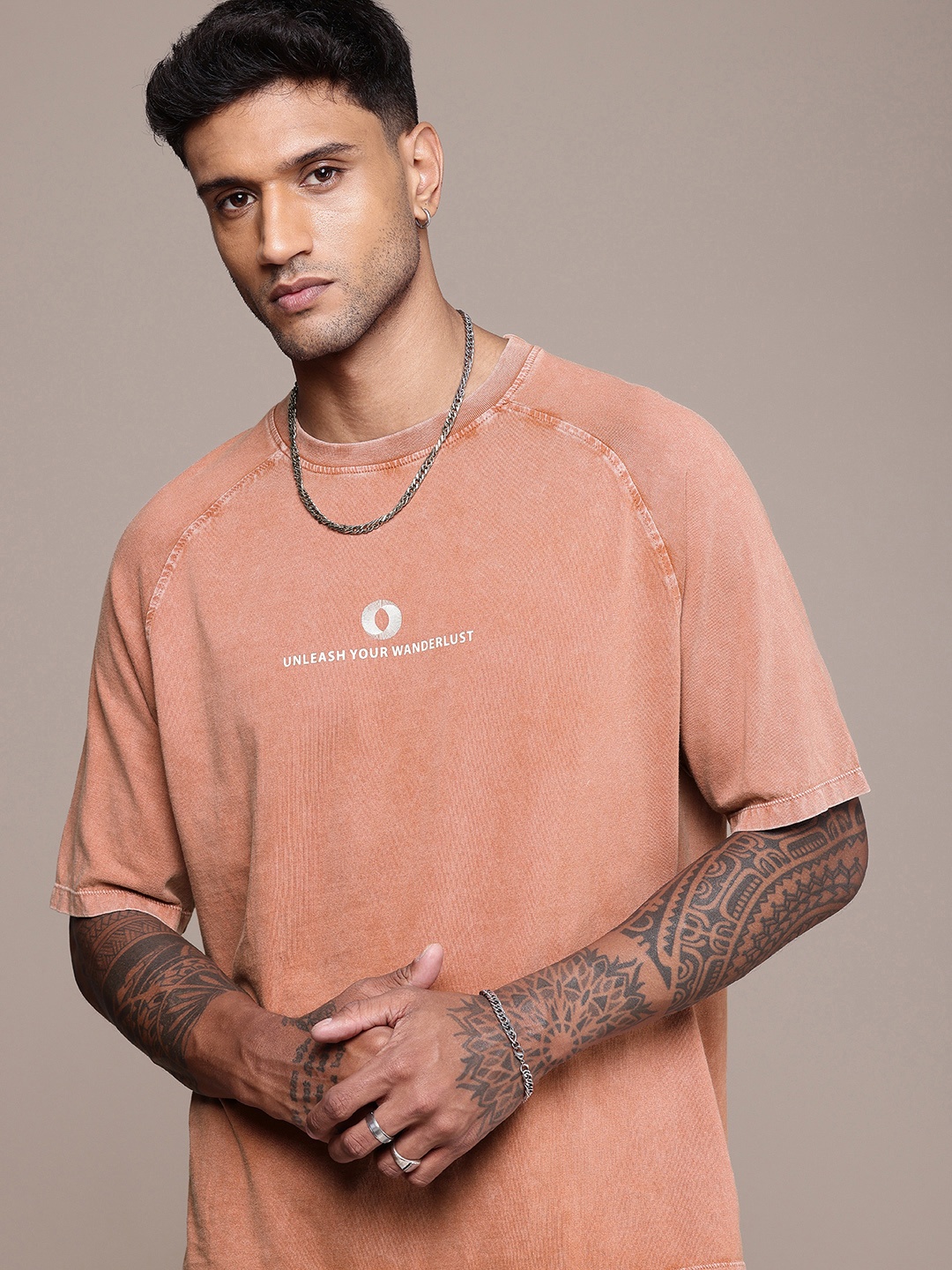 

The Roadster Life Co. Typography Printed Relaxed Fit Pure Cotton T-shirt, Rose