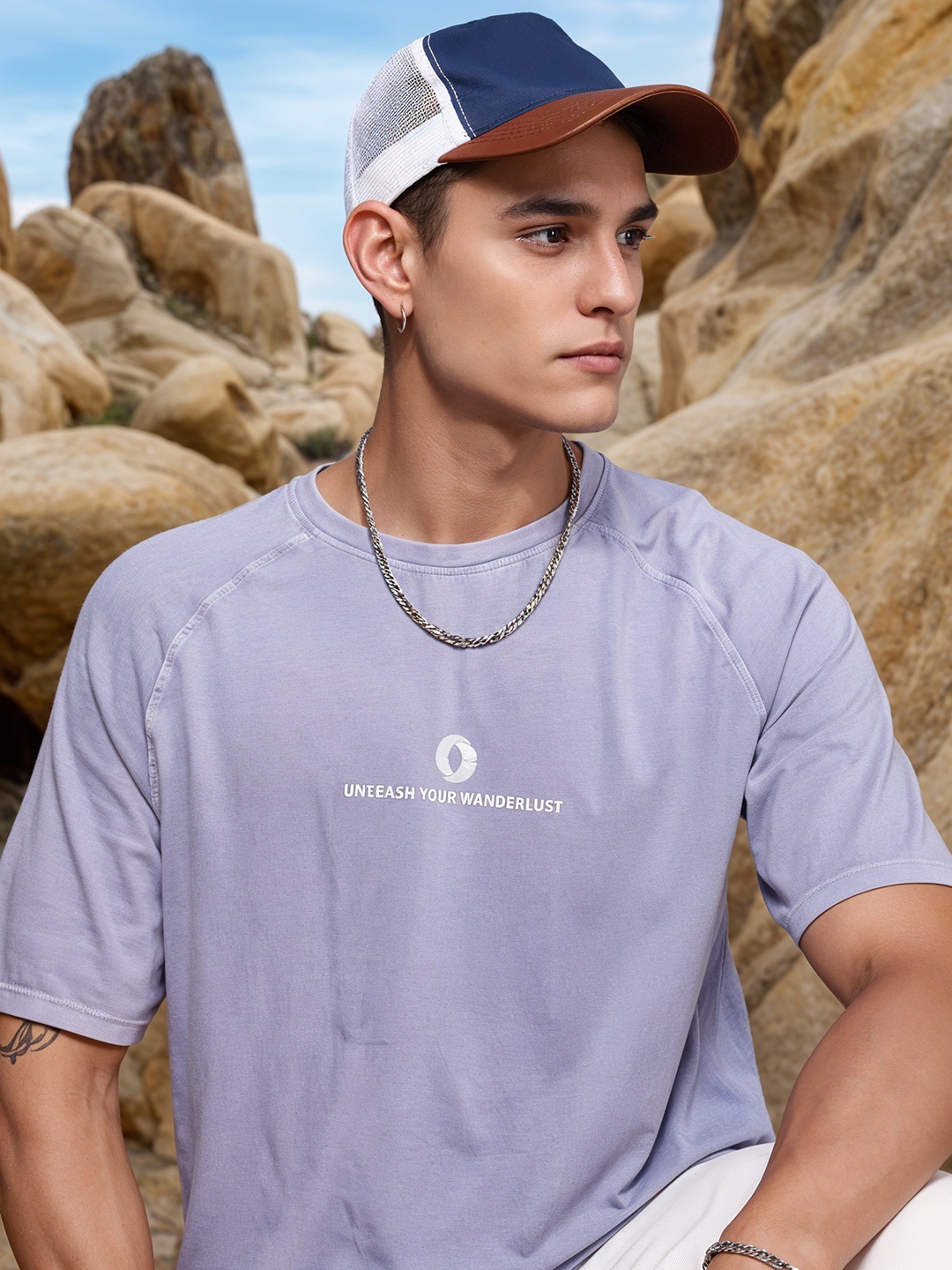 

The Roadster Life Co. Pure Cotton Washed Effect Relaxed Fit T-shirt, Violet