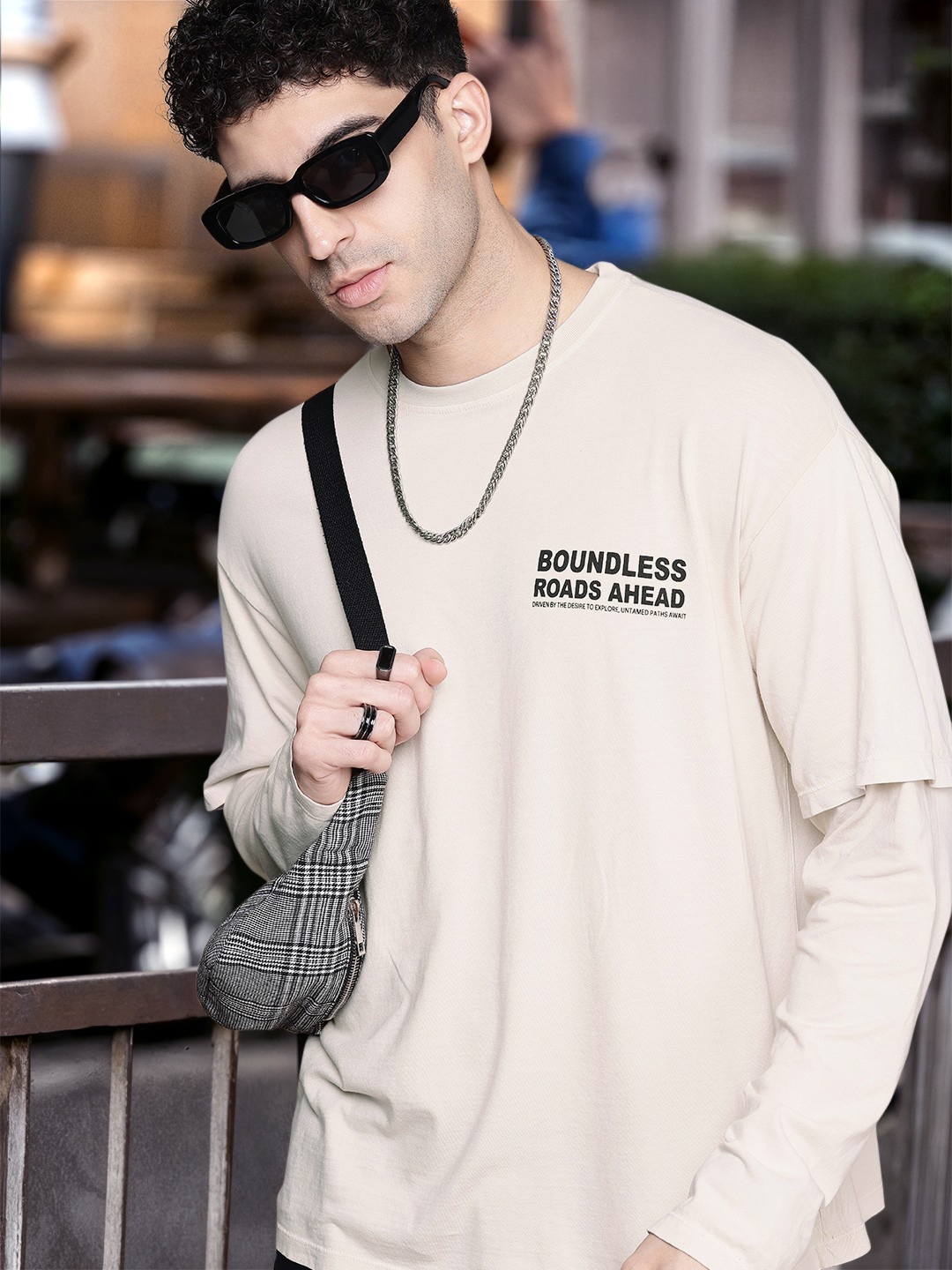 

The Roadster Life Co. Printed Relaxed Fit Pure Cotton T-shirt, Beige