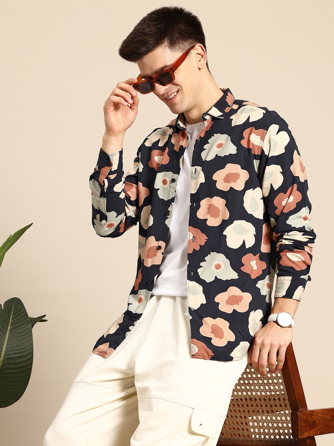 

Mast & Harbour Floral Printed Casual Shirt, Navy blue