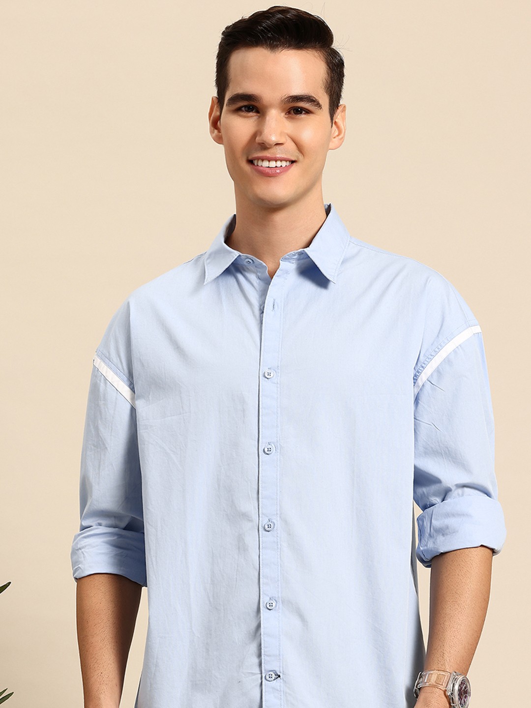 

Mast & Harbour Drop-Shoulder Paneled Shirt, Blue