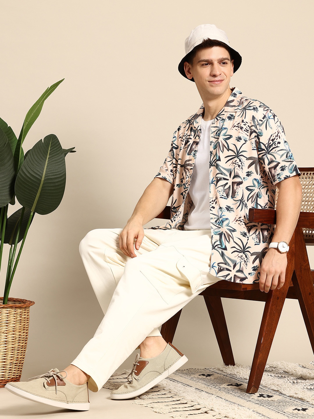 

Mast & Harbour Floral Printed Casual Shirt, Beige