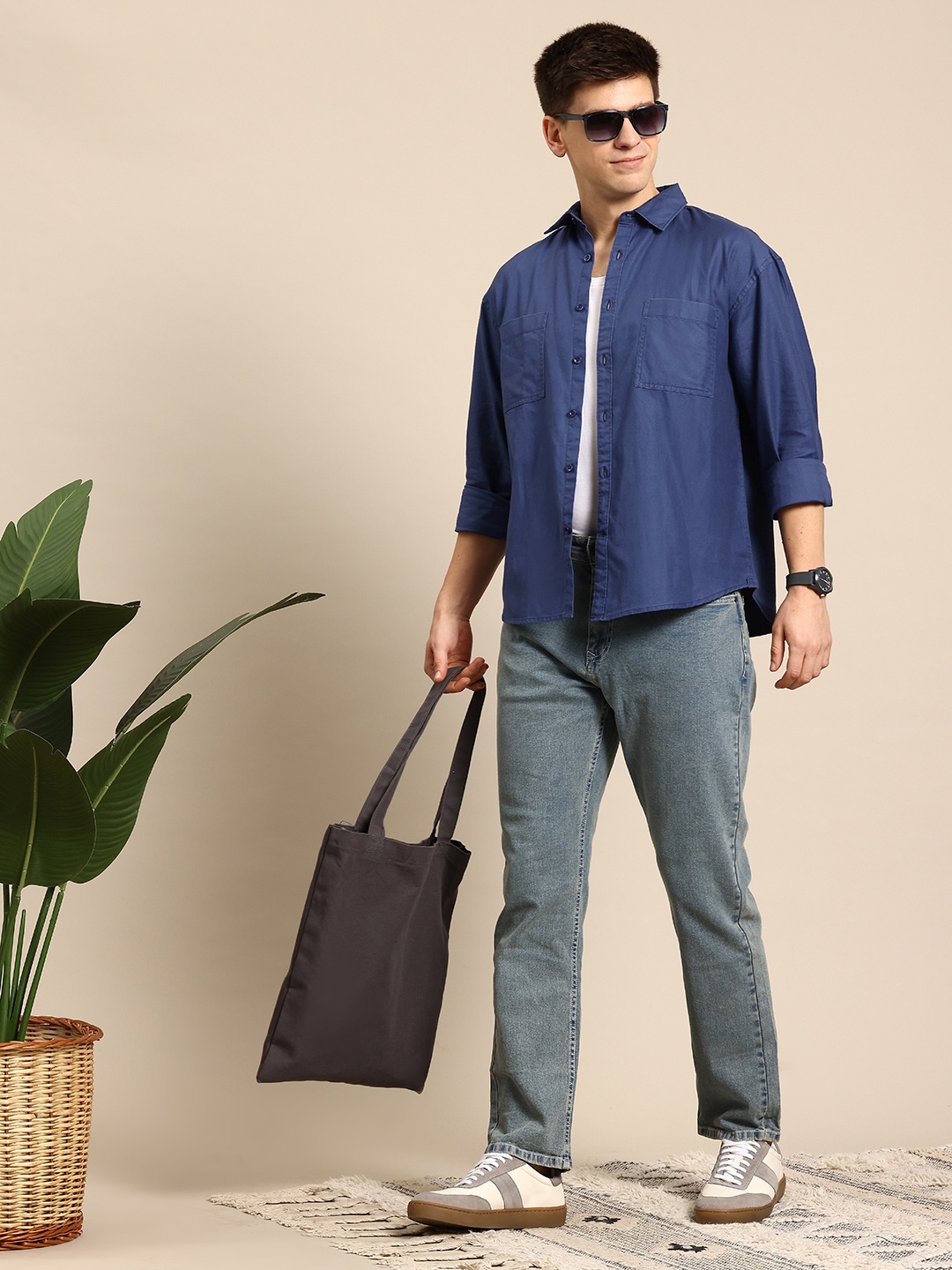 

Mast & Harbour Pure Cotton Casual Relaxed Fit Shirt, Blue