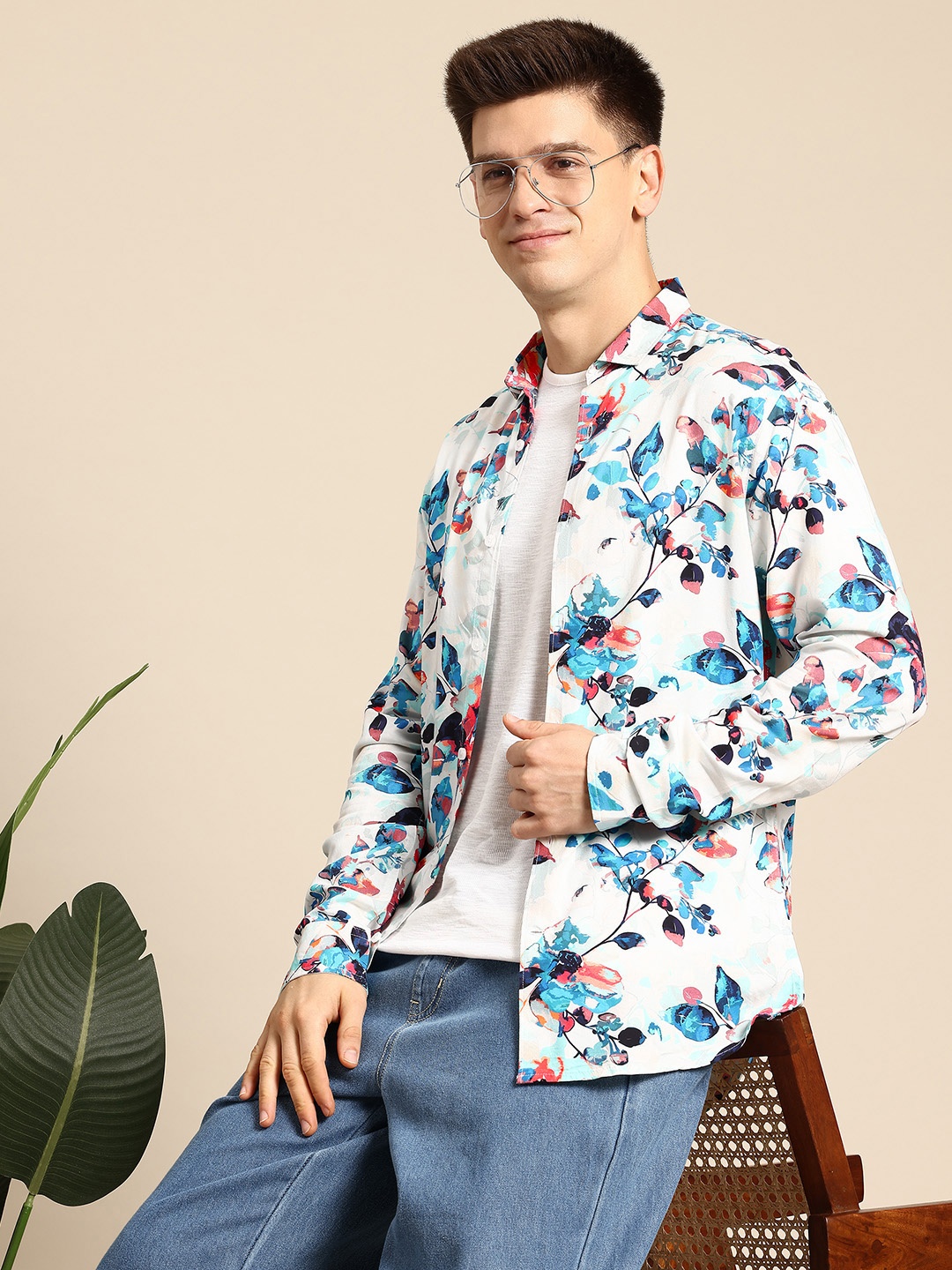 

Mast & Harbour Floral Printed Casual Shirt, Off white