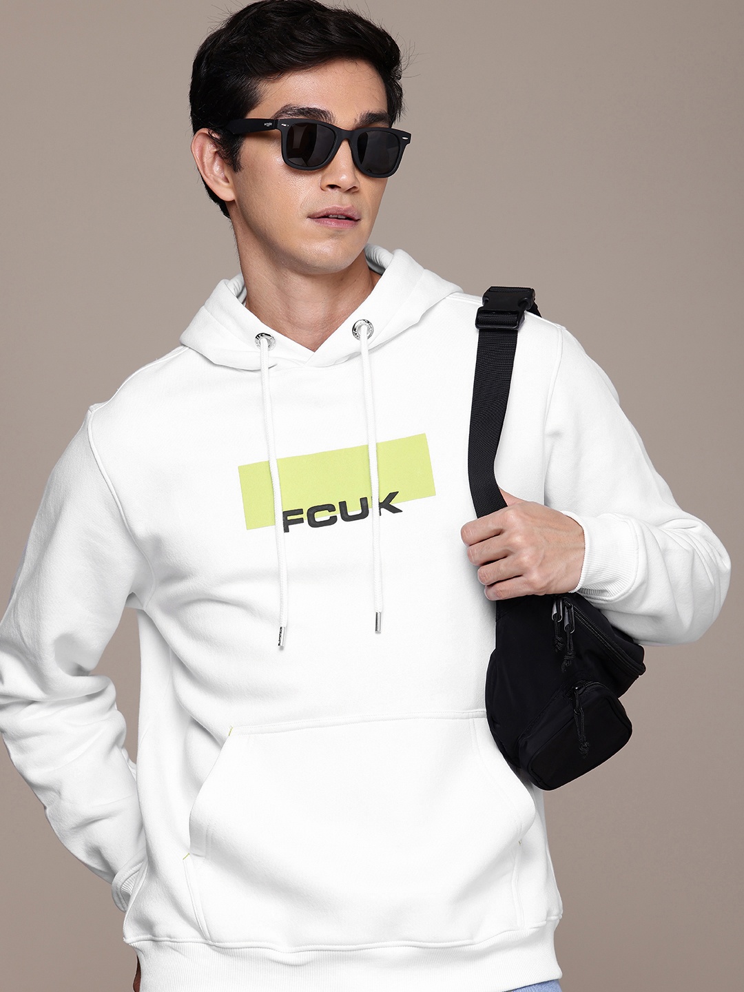 

FCUK Brand Logo Printed Hooded Sweatshirt, White