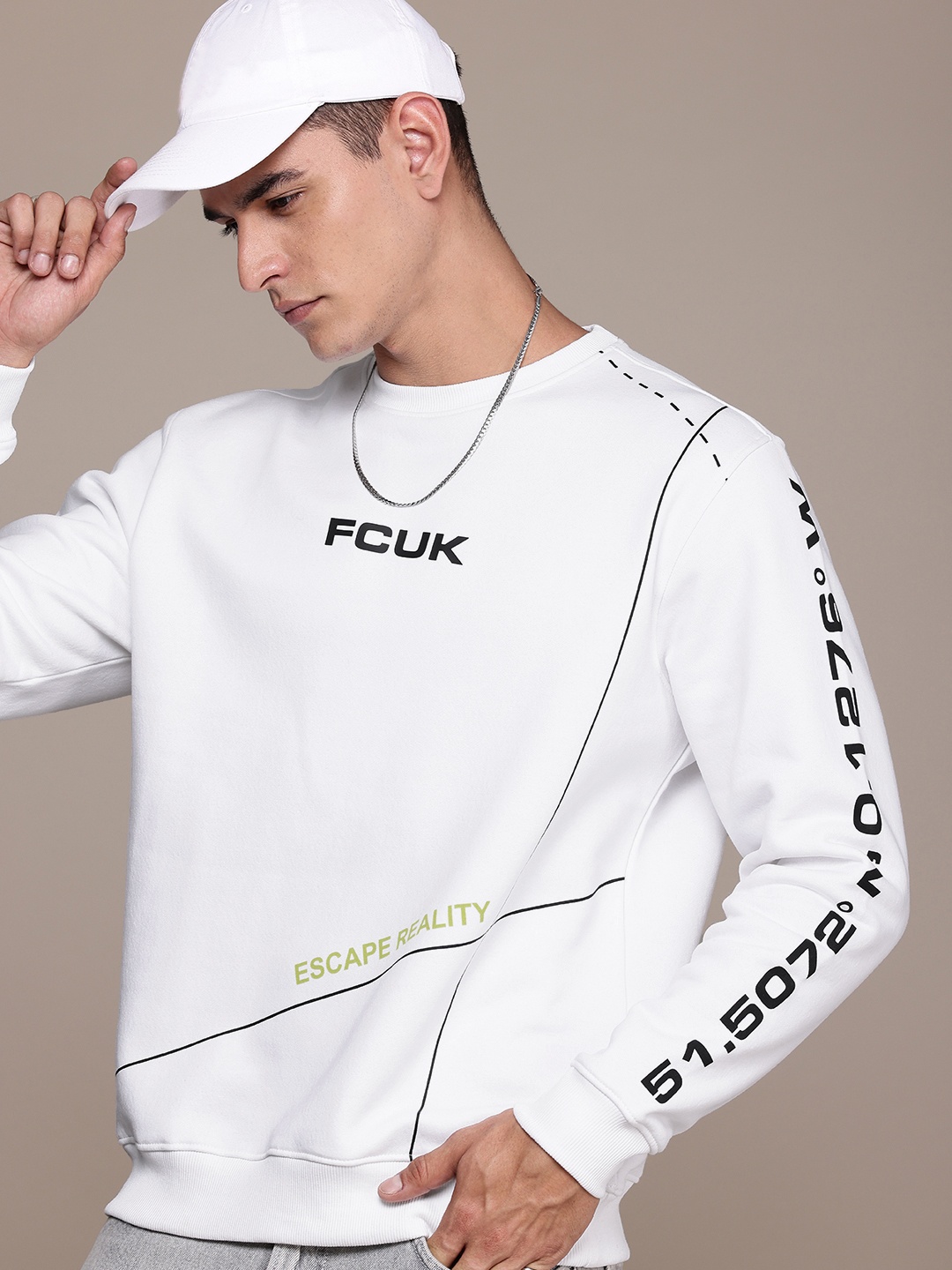 

FCUK Long Sleeves Printed Sweatshirt, White