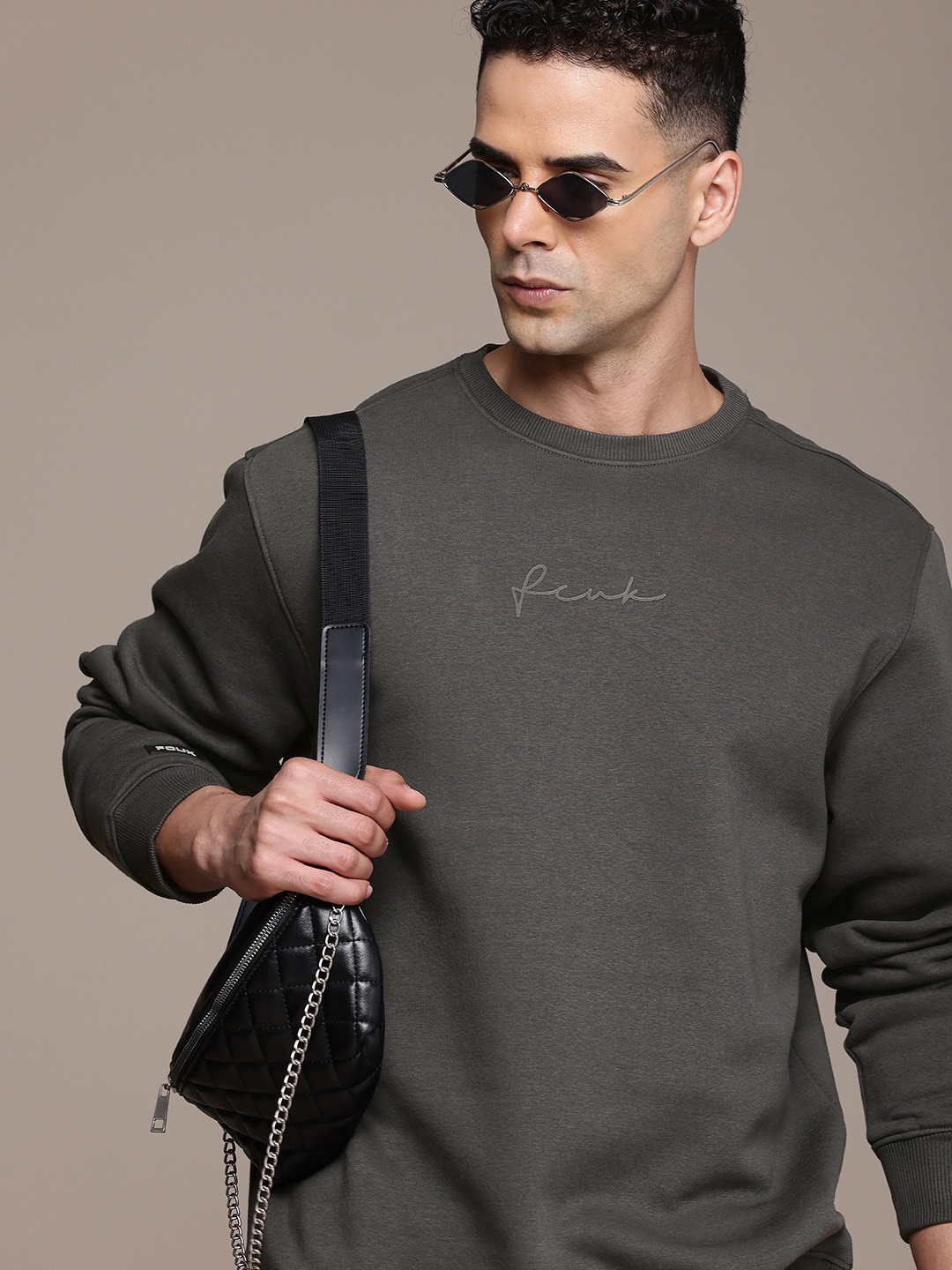 

FCUK Long Sleeves Minimal Printed Sweatshirt, Grey