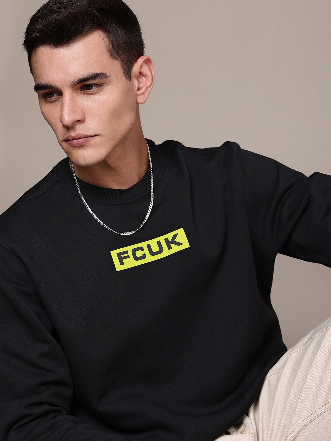 

FCUK Round Neck Sweatshirt, Black