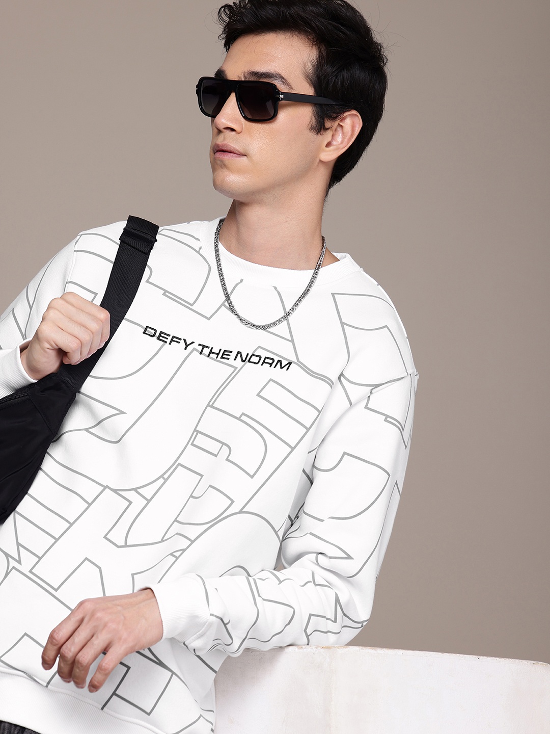 

FCUK Brand Logo Printed Pullover Sweatshirt, White
