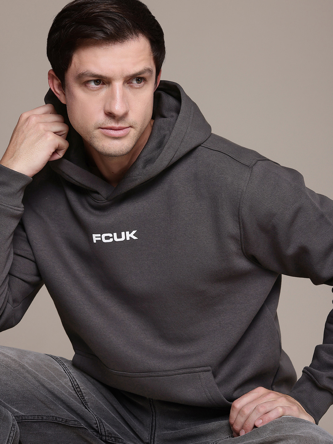

FCUK Hooded Sweatshirt, Charcoal