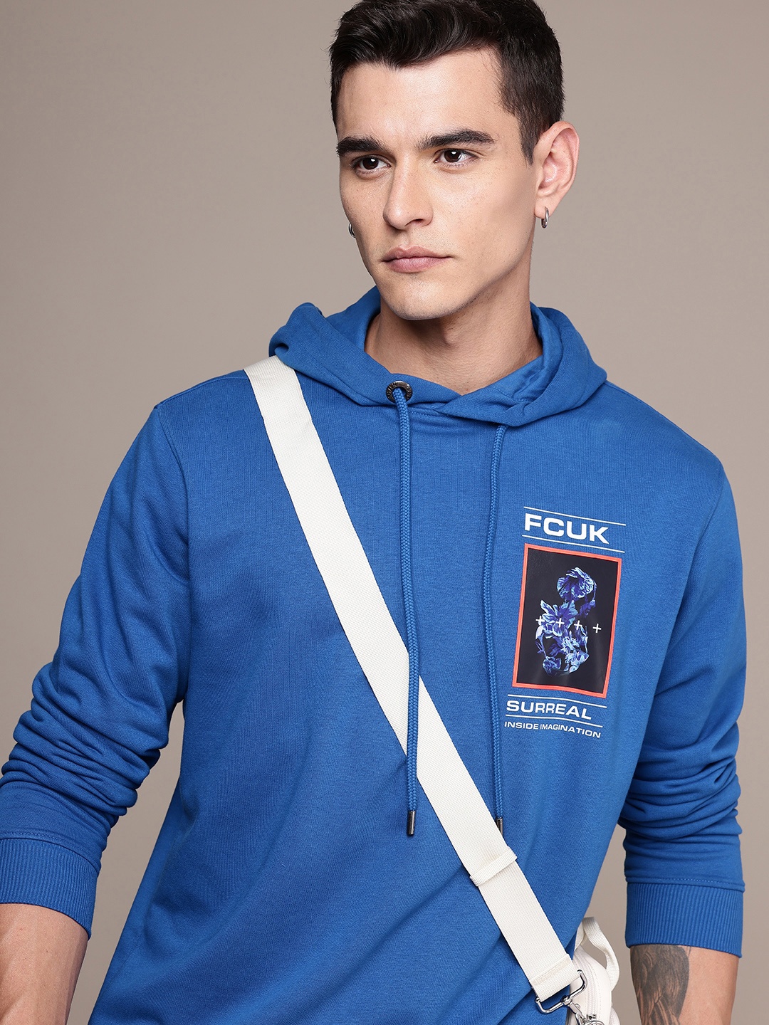 

FCUK Graphic Printed Hooded Sweatshirt, Blue