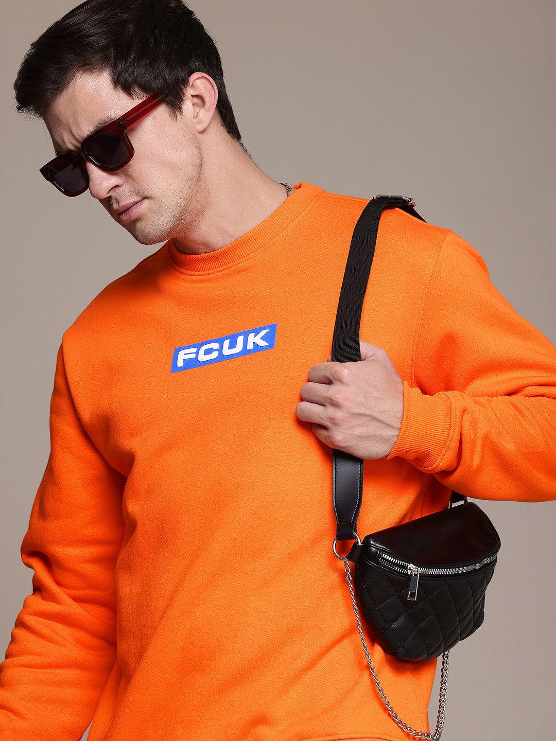 

FCUK Brand Logo Printed Sweatshirt, Orange