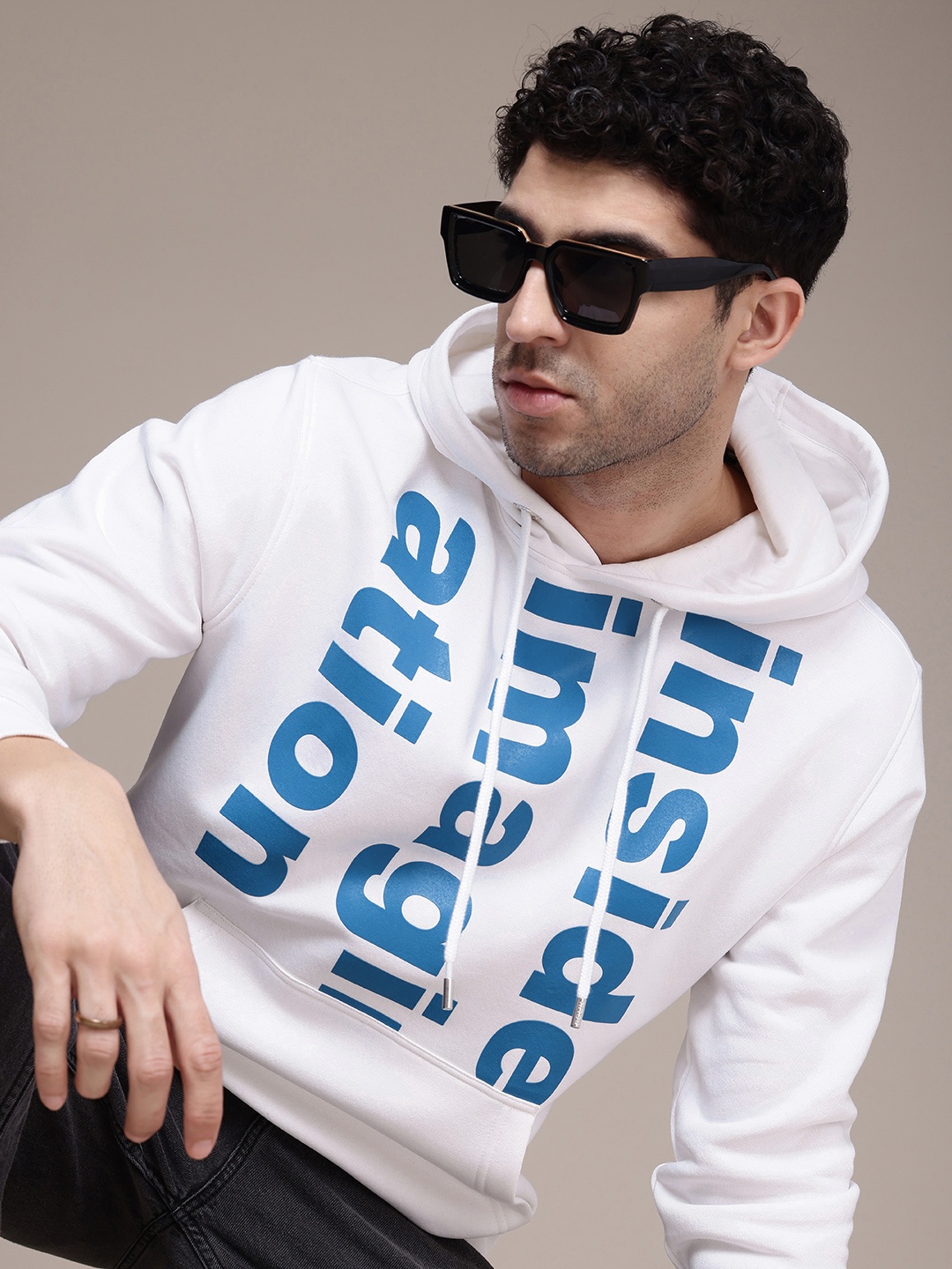

FCUK Typography Printed Hooded Sweatshirt, White