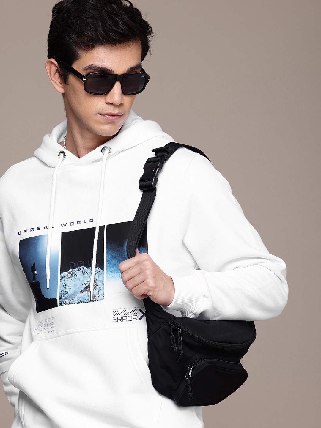 

FCUK Graphic Printed Hooded Sweatshirt, White