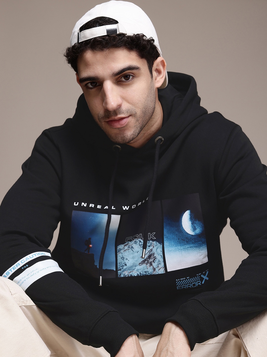 

FCUK Graphic Printed Hooded Sweatshirt, Black
