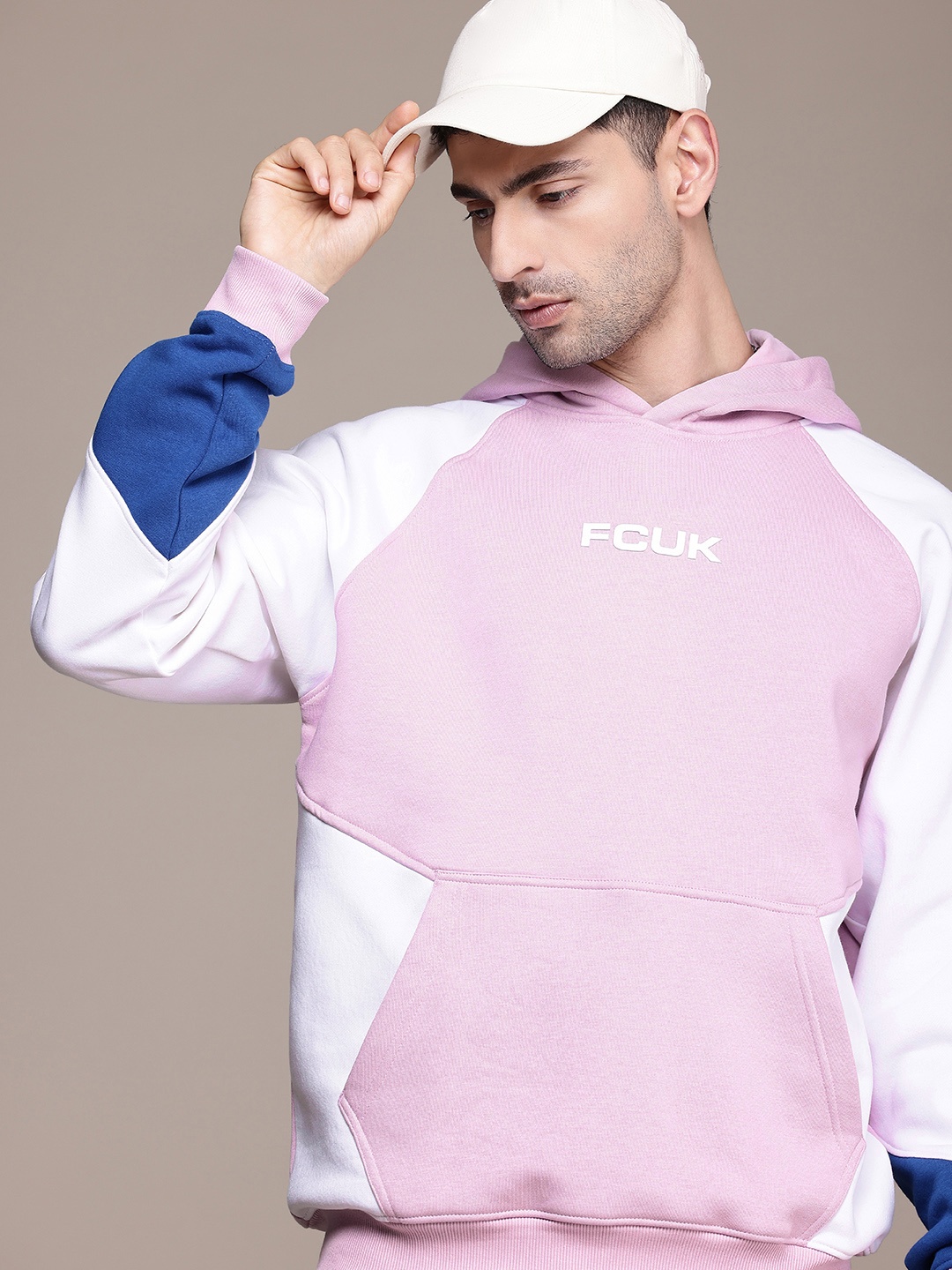 

FCUK Brand Logo Print Detailed Hooded Sweatshirt, Lavender