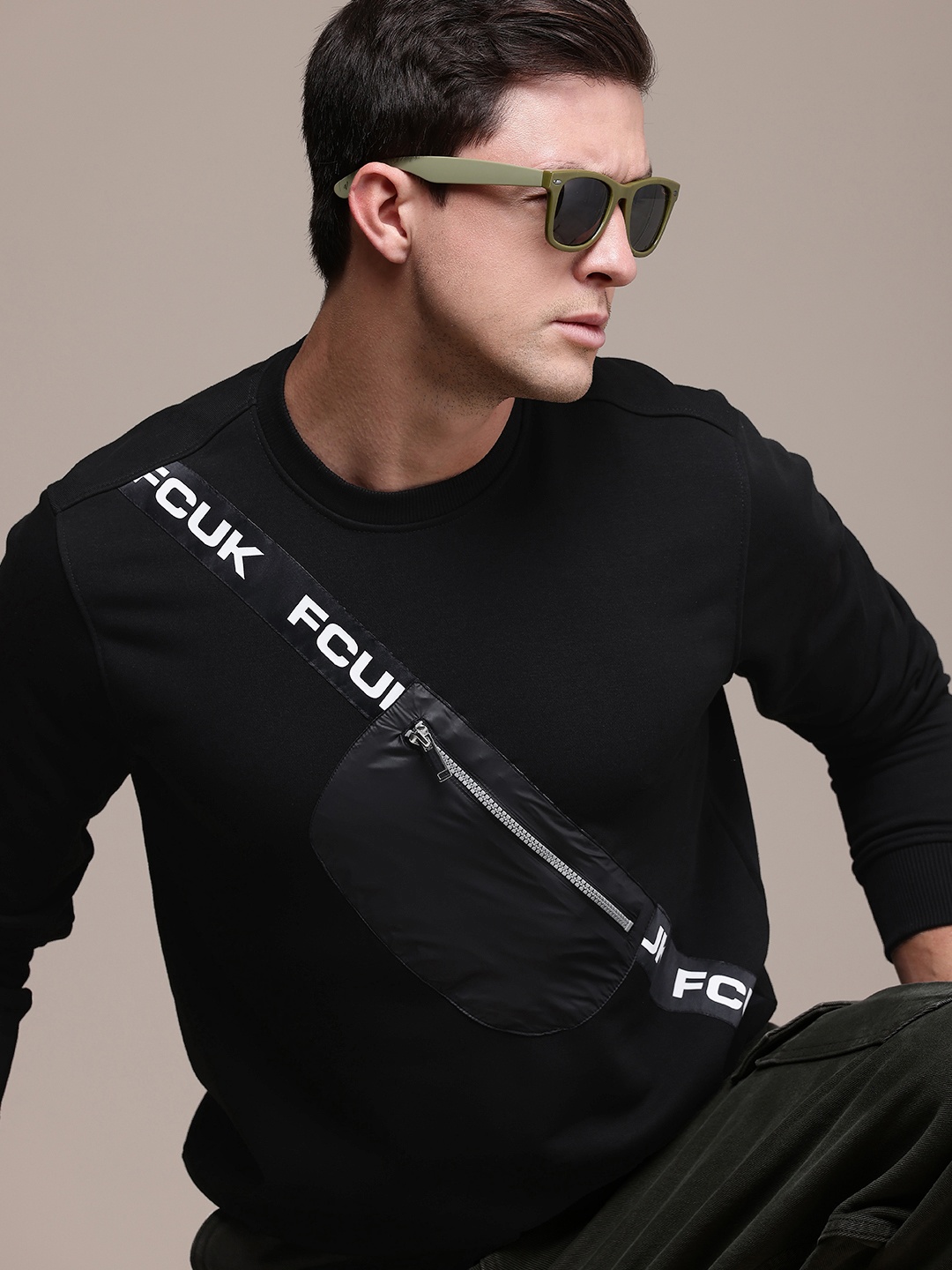 

FCUK Brand Logo Printed Sweatshirt, Black