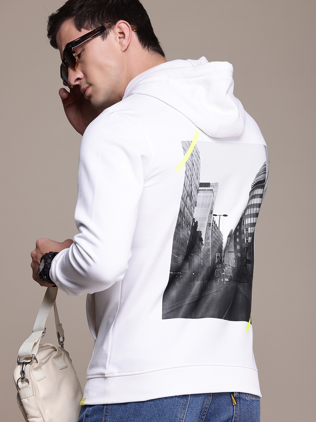 

FCUK Graphic Printed Hooded Sweatshirt, White