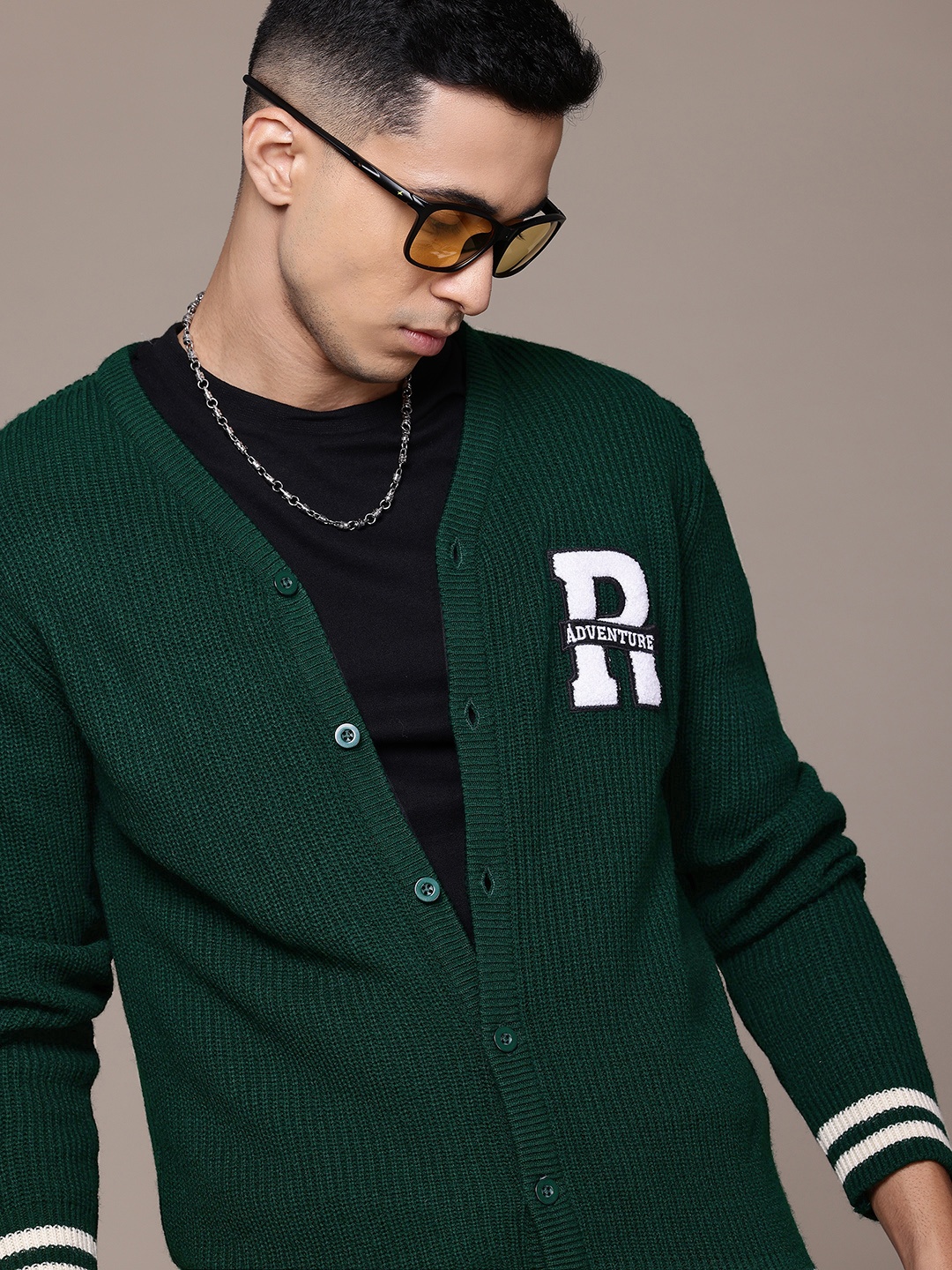 

The Roadster Lifestyle Co. Cardigan with Applique, Green