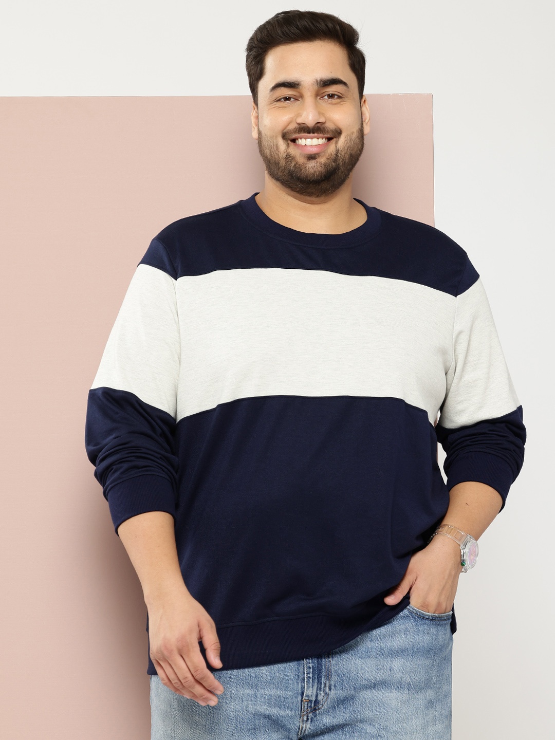 

Sztori Plus Size Colourblocked Sweatshirt, White