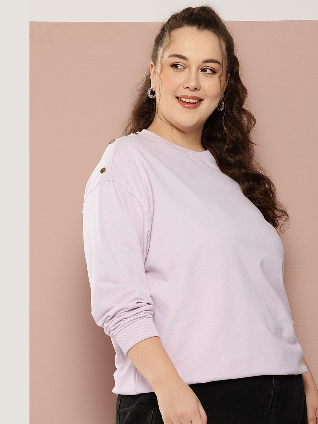 

Sztori Plus Size Drop-Shoulder Sweatshirt, Lavender