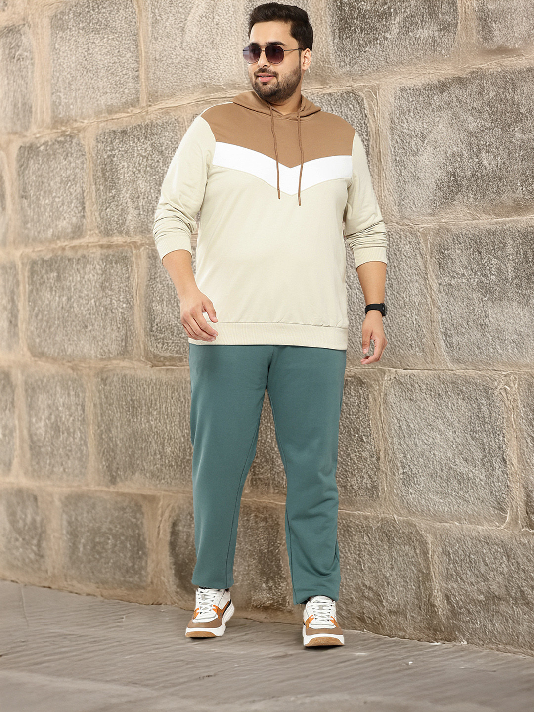 

Sztori Plus Size Colourblocked Hooded Sweatshirt, Beige