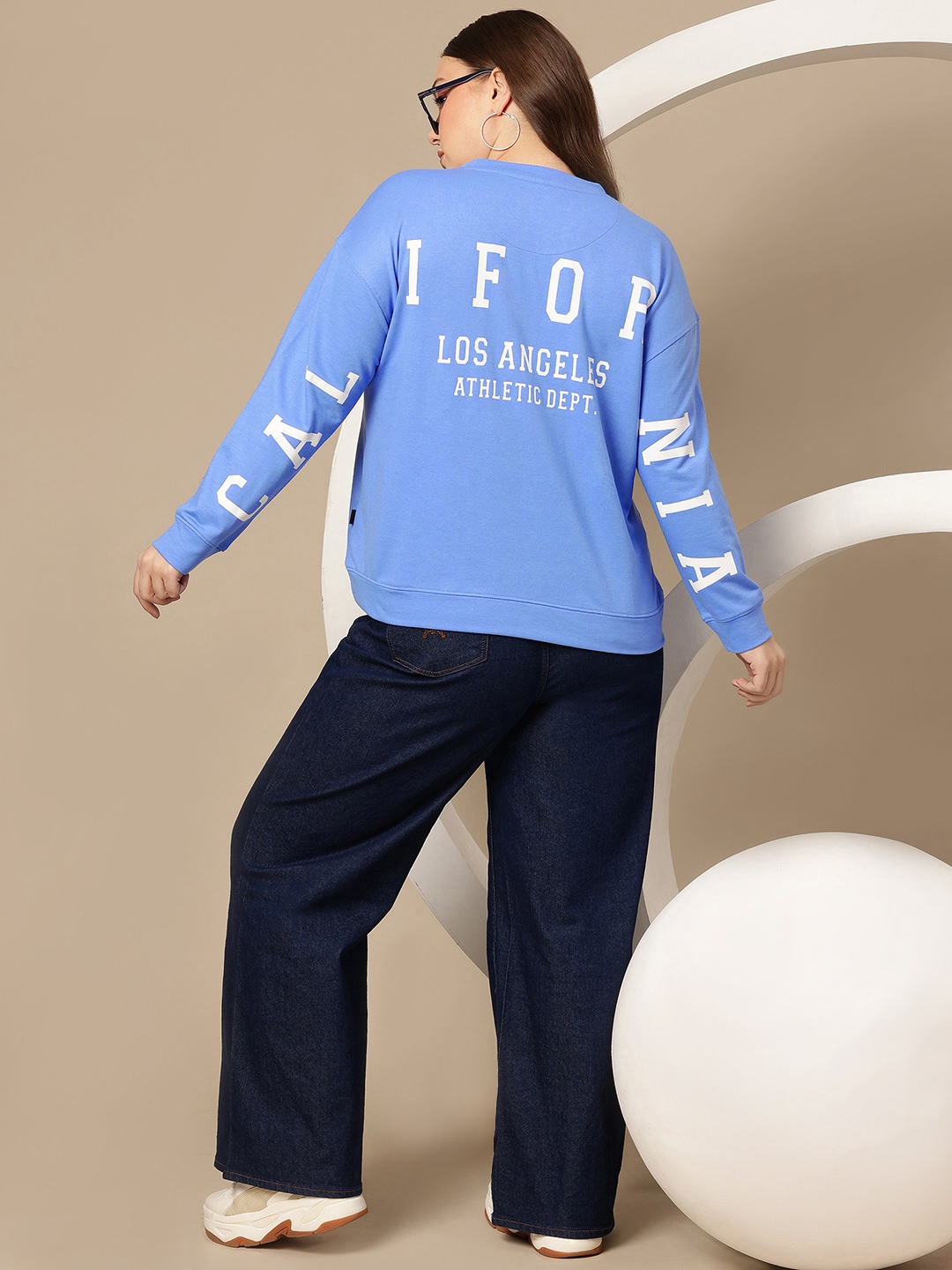 

Sztori Plus Size Printed Sweatshirt, Blue