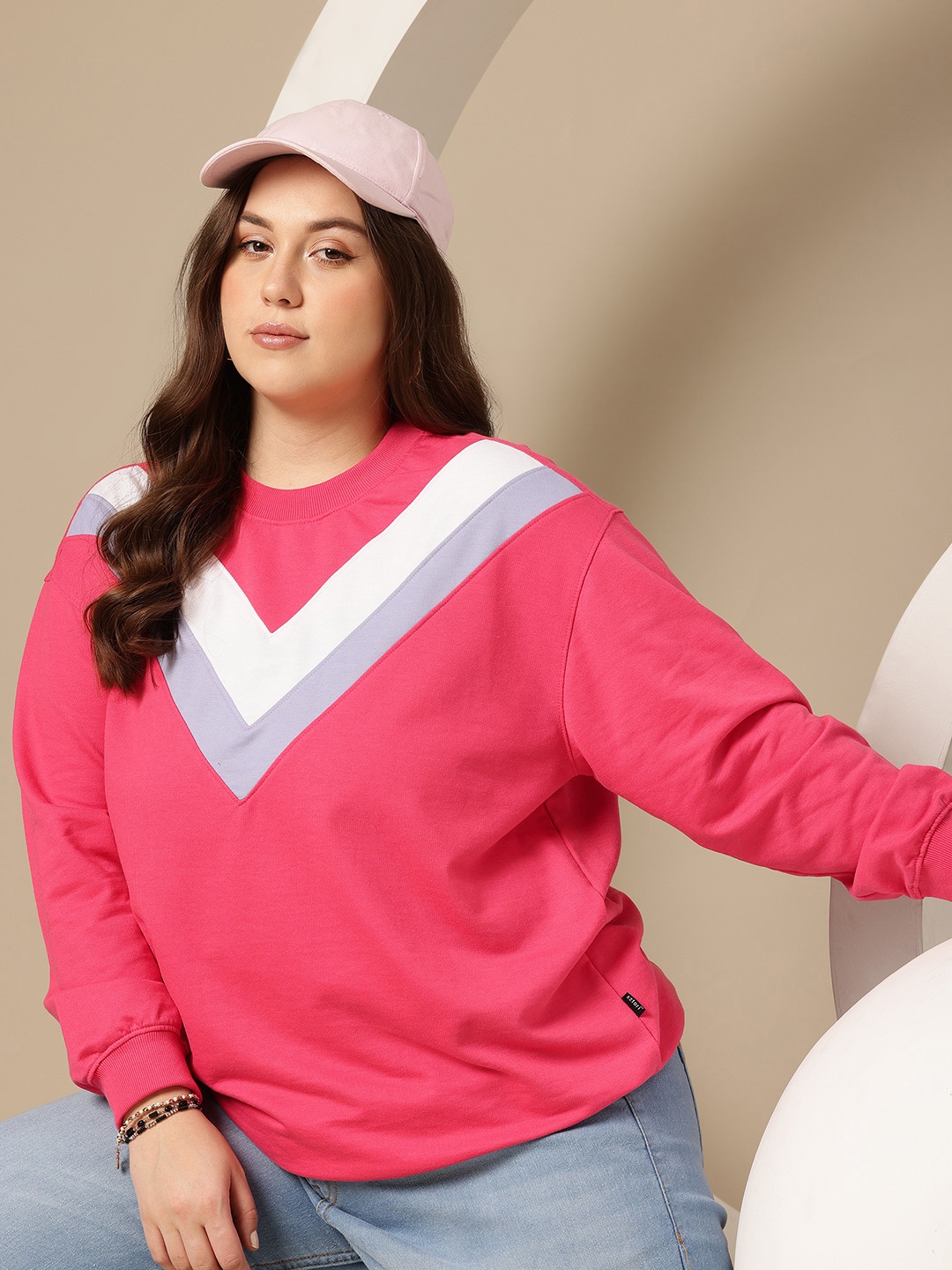 

Sztori Plus Size Longline Sweatshirt, Pink