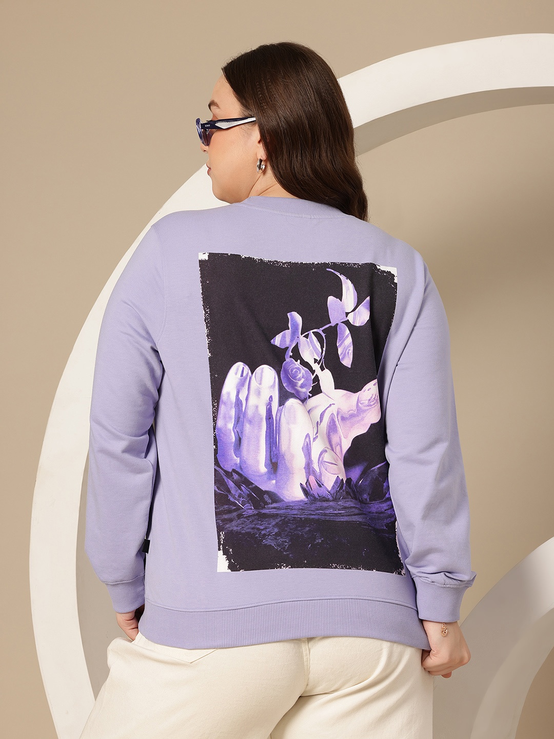 

Sztori Plus Size Graphic Print Sweatshirt, Lavender