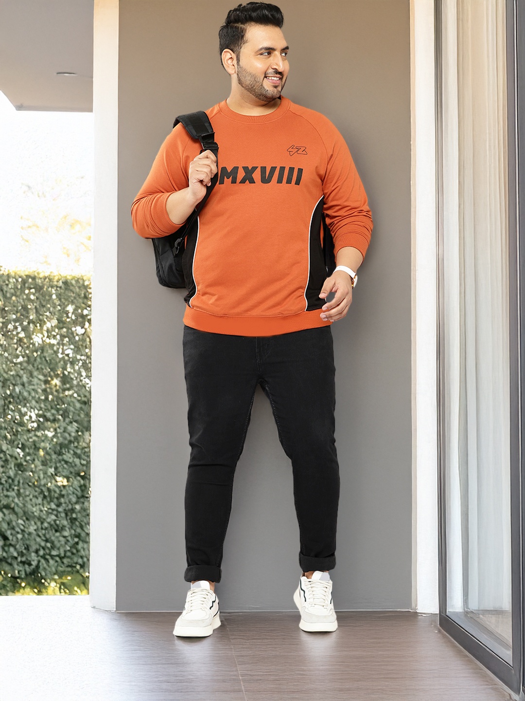 

Sztori Plus Size Typographic Printed Sweatshirt, Rust