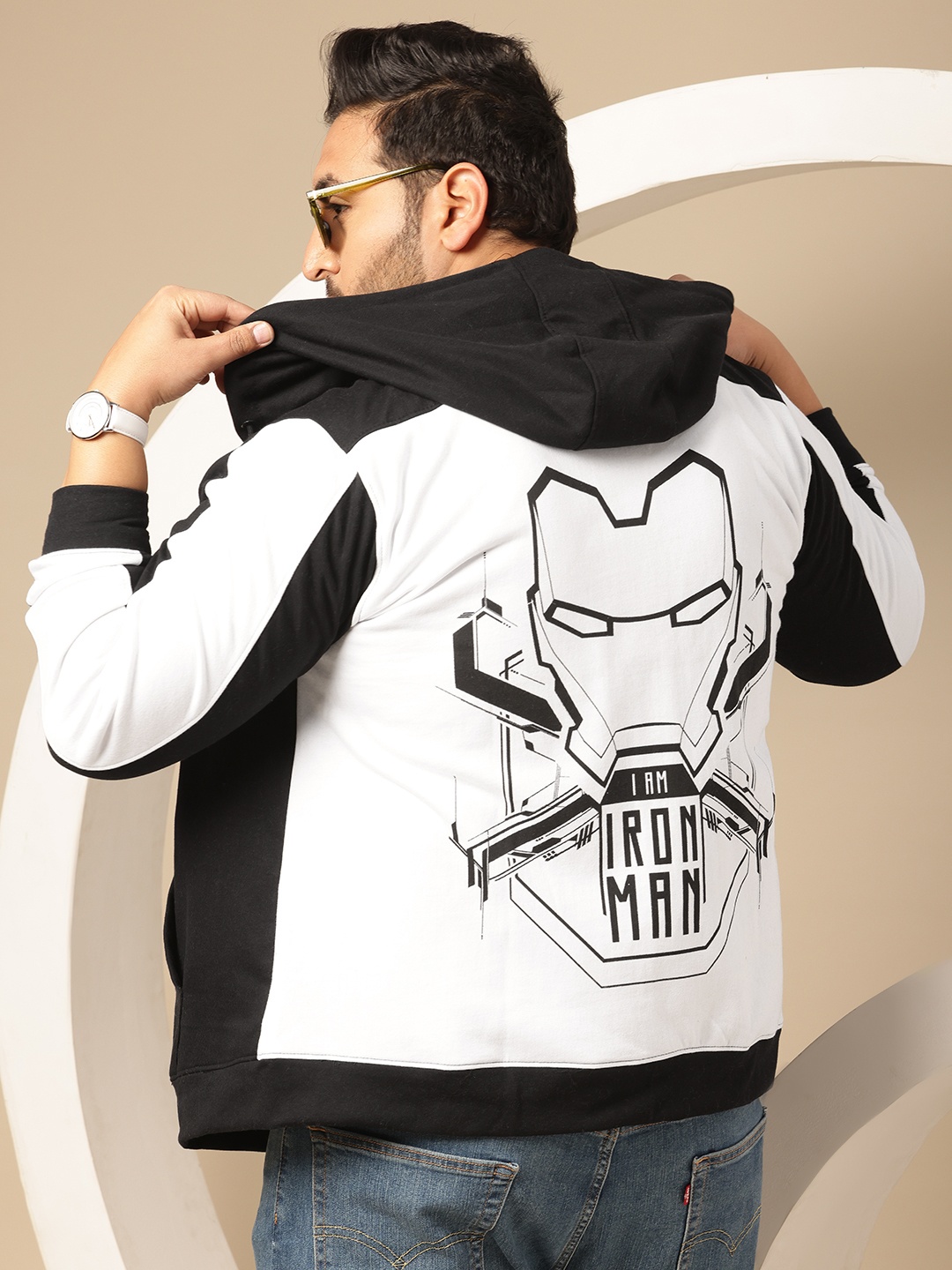

Sztori Plus Size Printed Hooded Sweatshirt, Black