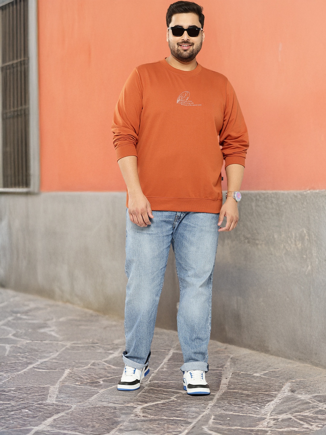 

Sztori Plus Size Floral Printed Sweatshirt, Rust