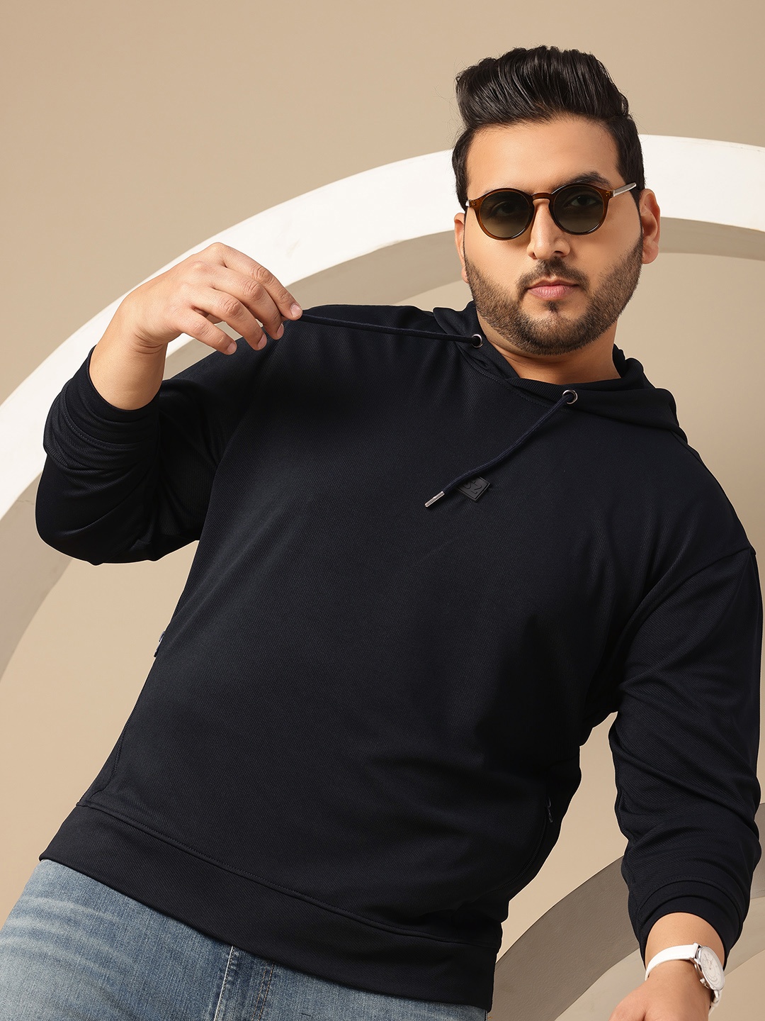 

Sztori Plus Size Hooded Sweatshirt, Navy blue