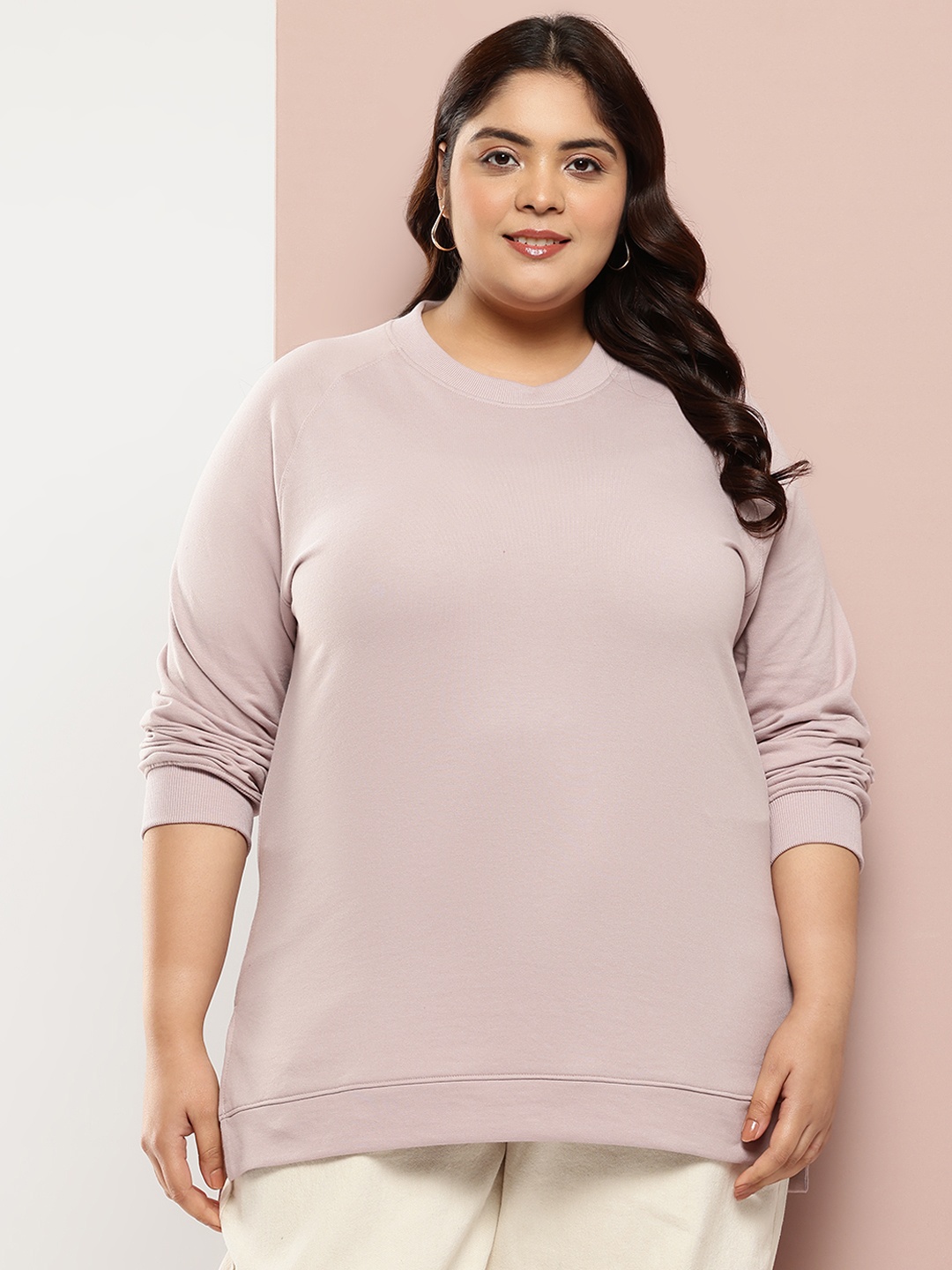 Sztori Plus Size Pullover Sweatshirt, Lavender