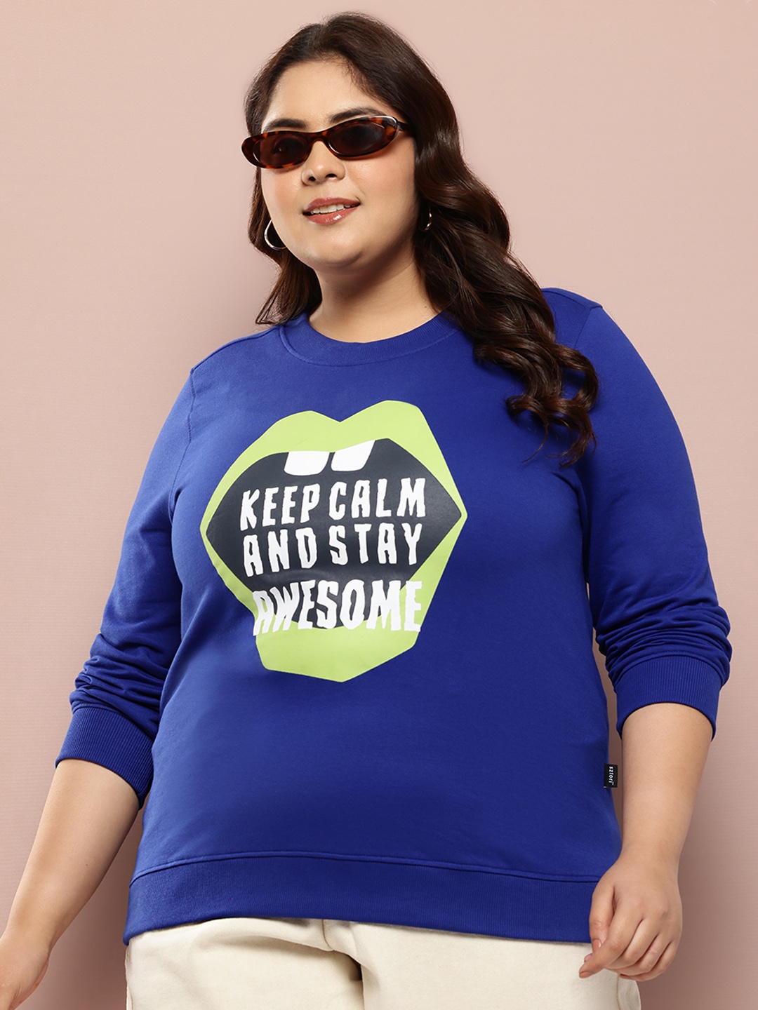 

Sztori Plus Size Printed Sweatshirt, Navy blue