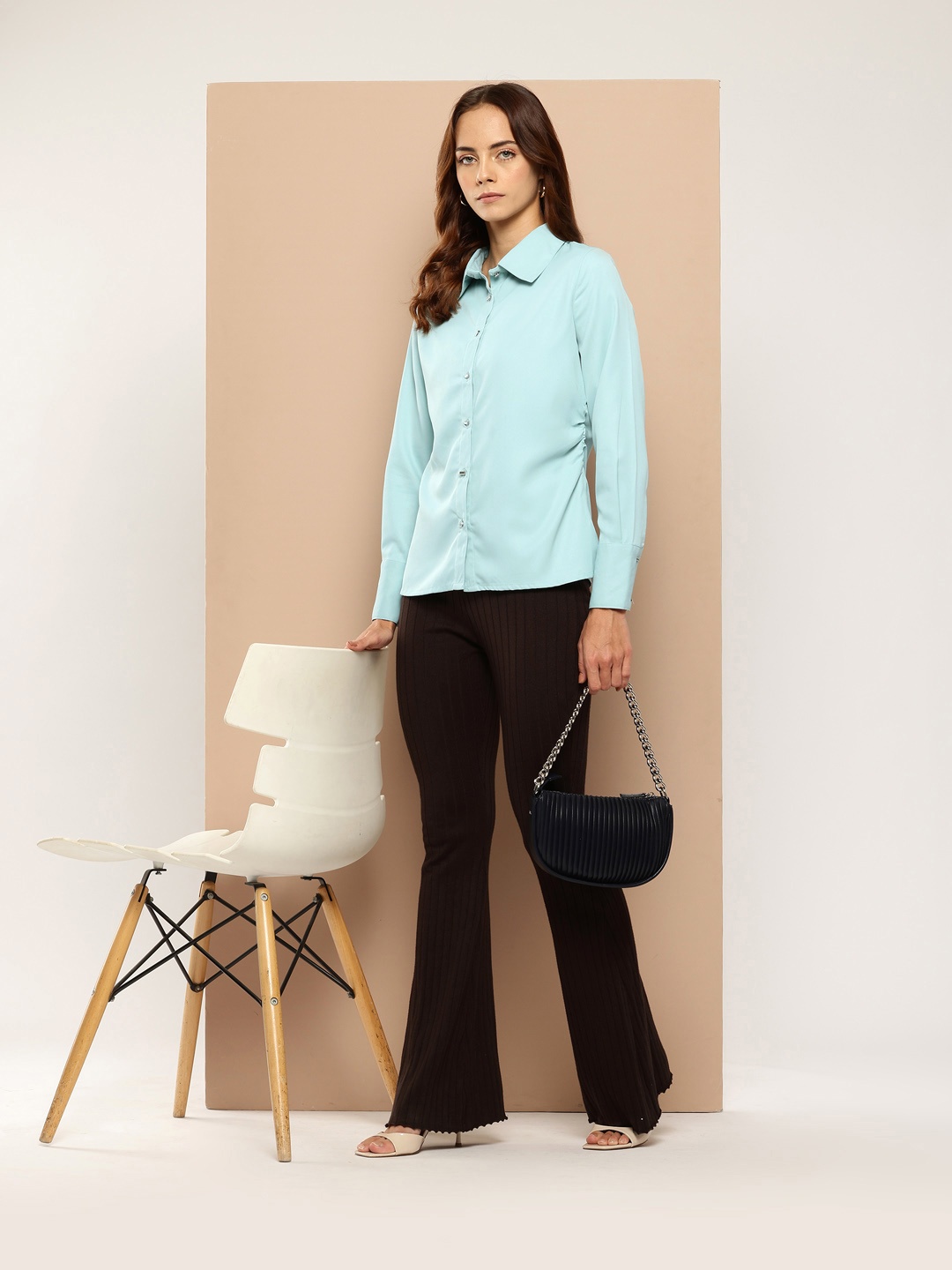 

her by invictus Ruched Semiformal Shirt, Blue