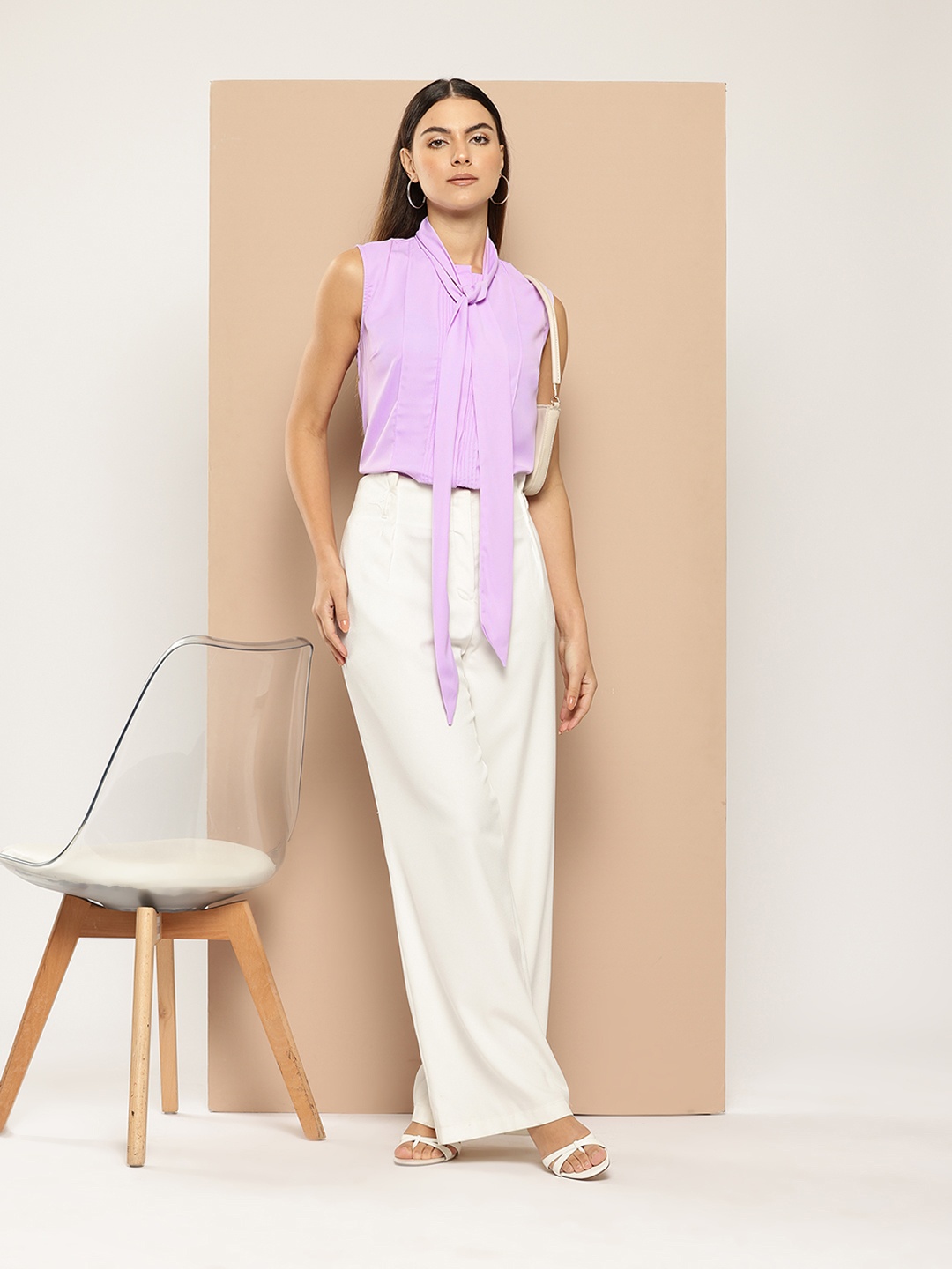 

her by invictus Tie-Up Neck Sleeveless Top, Lavender
