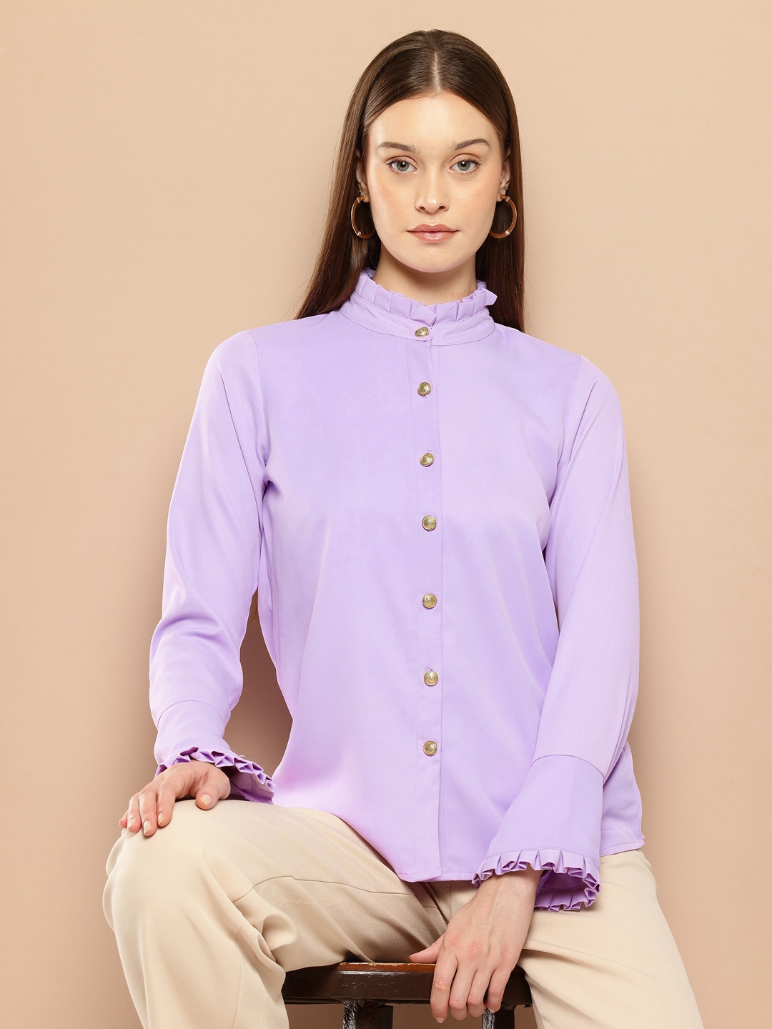 

her by invictus Frill Neck Semiformal Shirt, Lavender