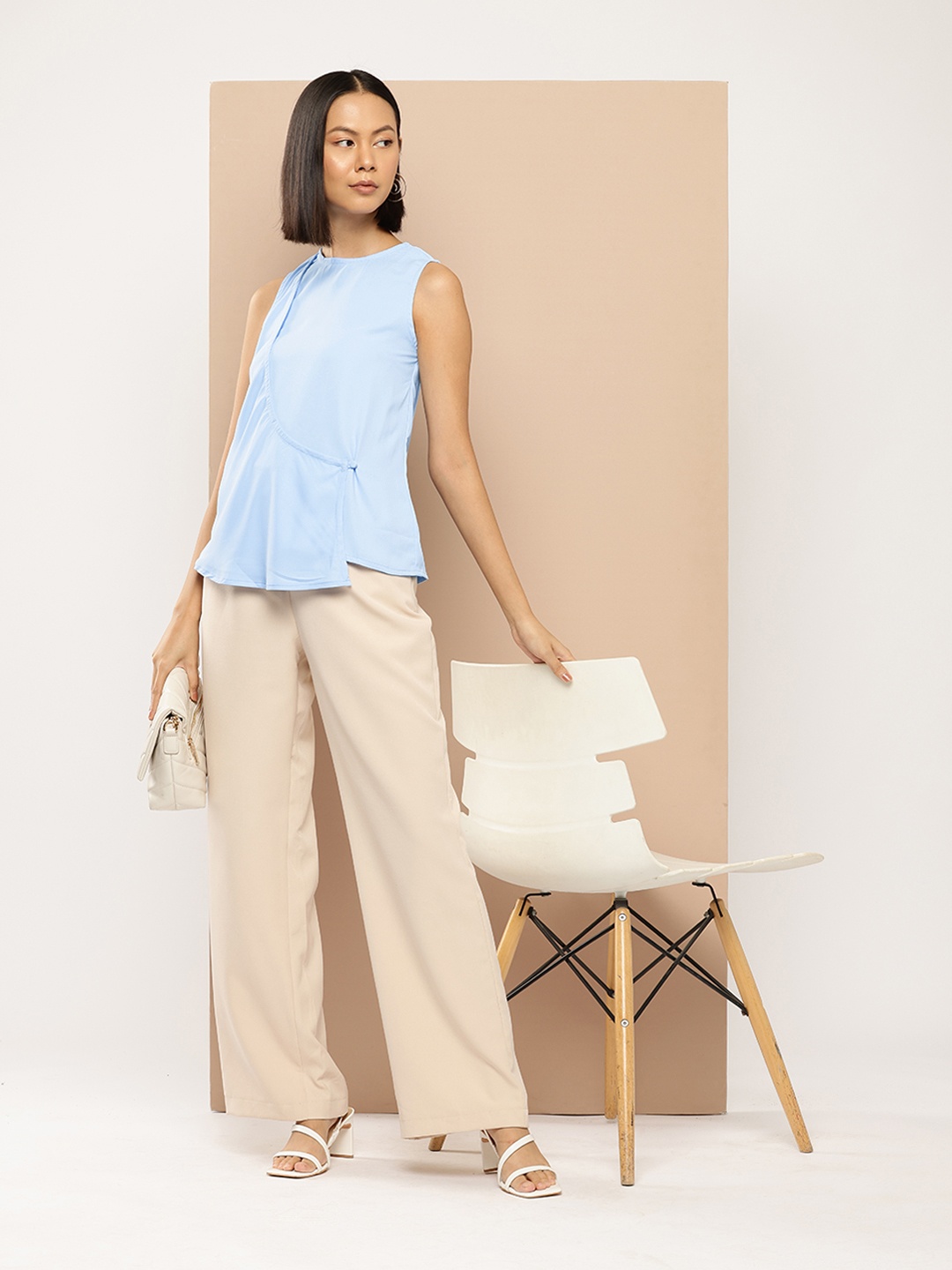 

her by invictus Top with a Mock Wrap, Blue