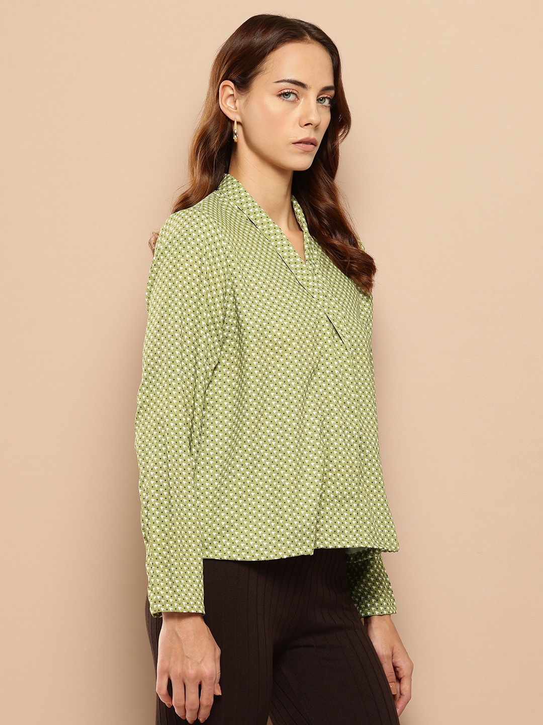 

her by invictus Geometric Print Shirt Style Top, Green