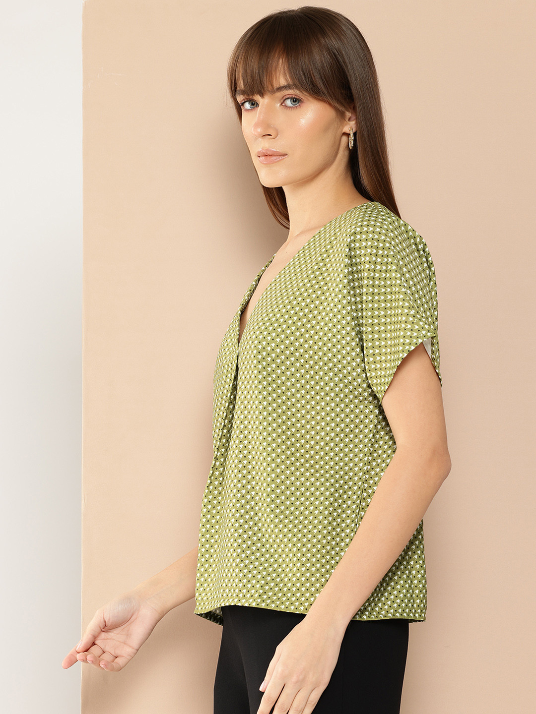 

her by invictus Geometric Print Top, Green