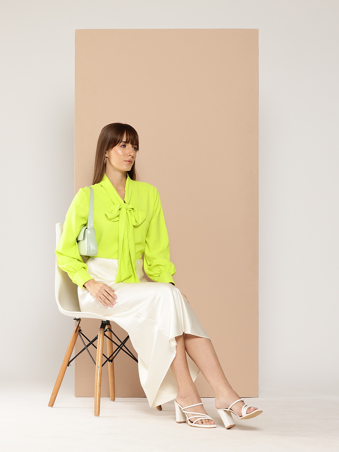 

her by invictus Tie-Up Neck Top, Fluorescent green