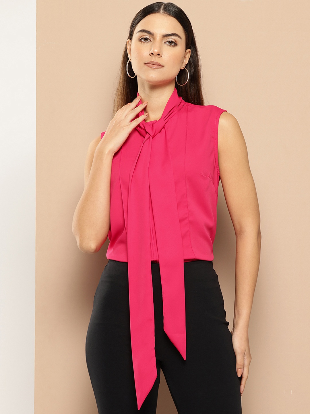 

her by invictus Tie-Up Neck Sleeveless Top, Pink