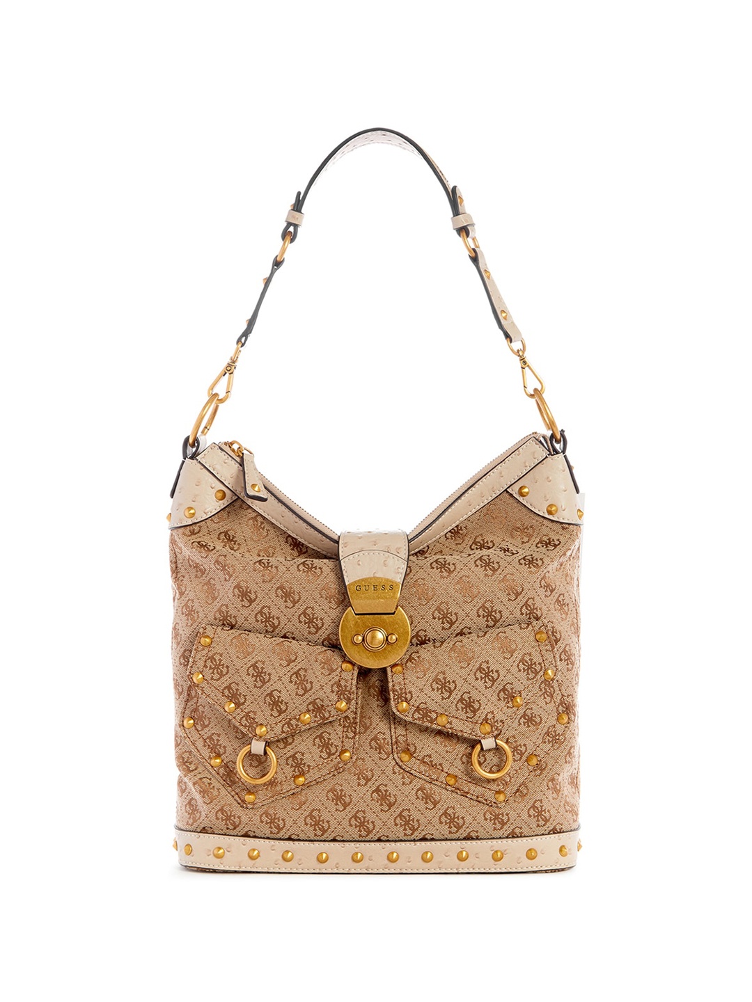 

GUESS Graphic Printed Structured Shoulder Bag, Brown