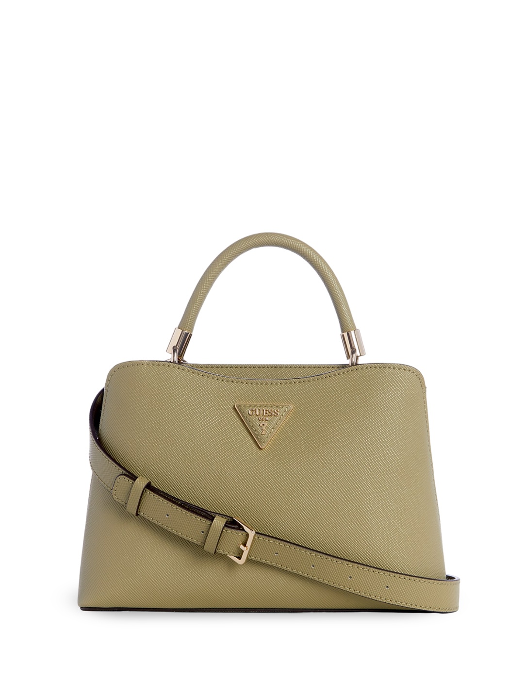 

GUESS Textured Zip Detail PU Structured Handheld Bag, Green