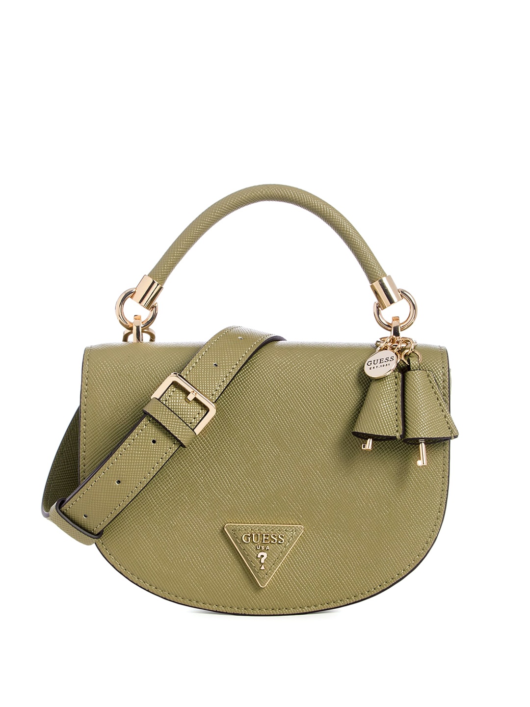 

GUESS Textured PU Structured Handheld Bag, Green