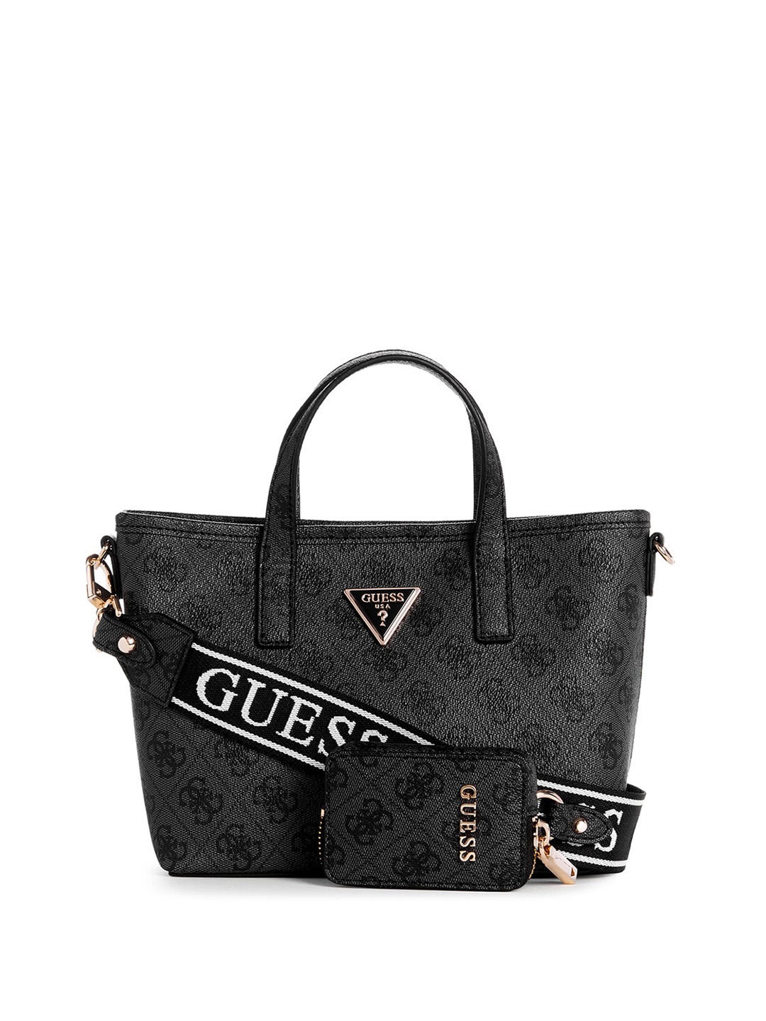 GUESS Printed Structured Handheld Bag, Grey