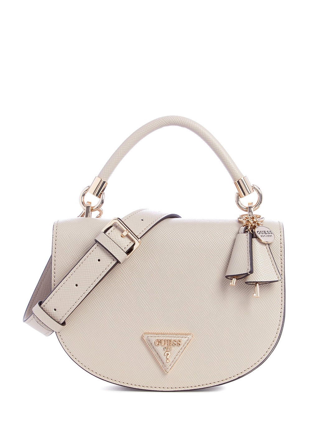 

GUESS Textured Zip Detail PU Structured Handheld Bag, Taupe