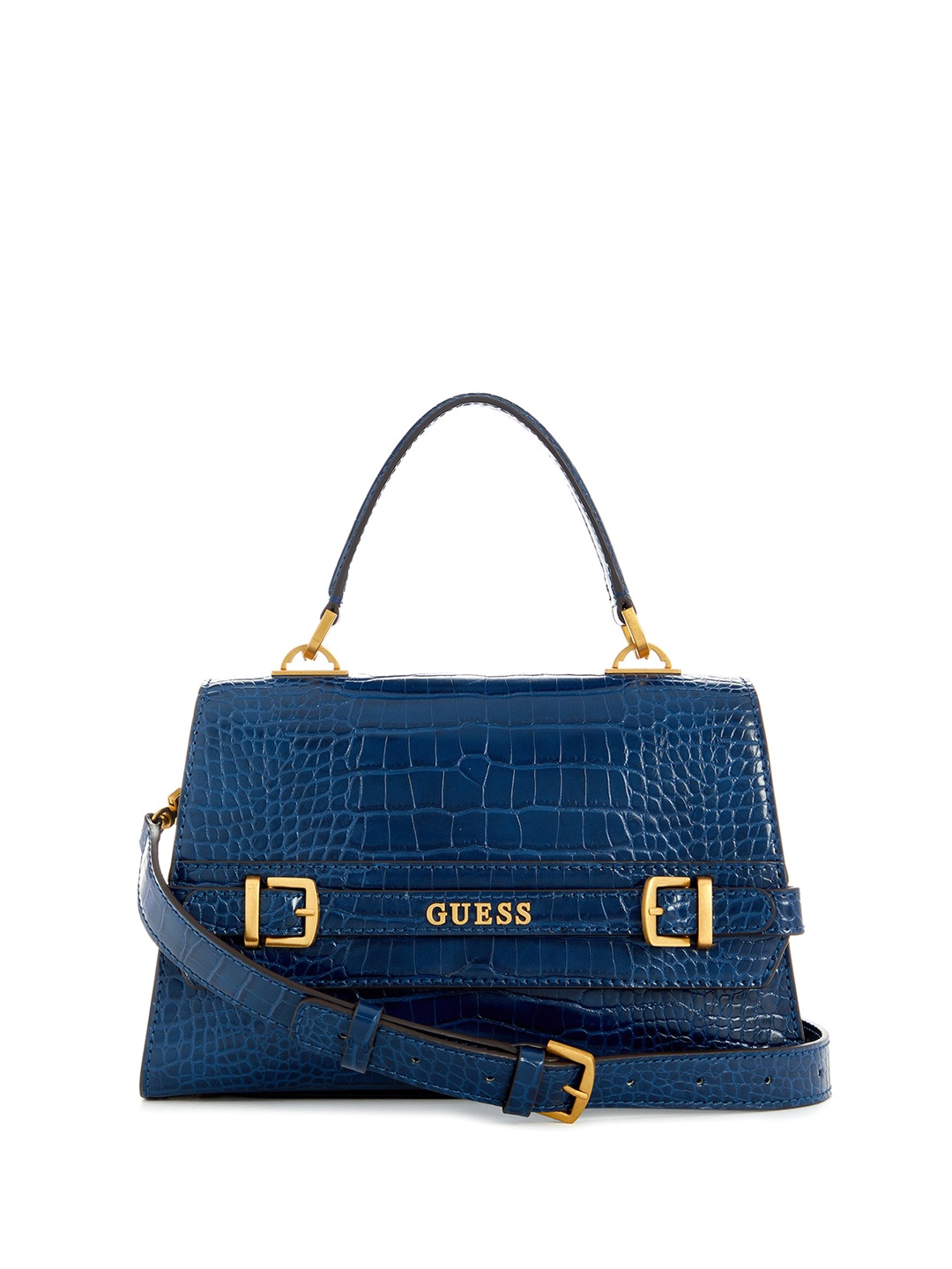 

GUESS Animal Textured Structured Satchel Bag, Blue